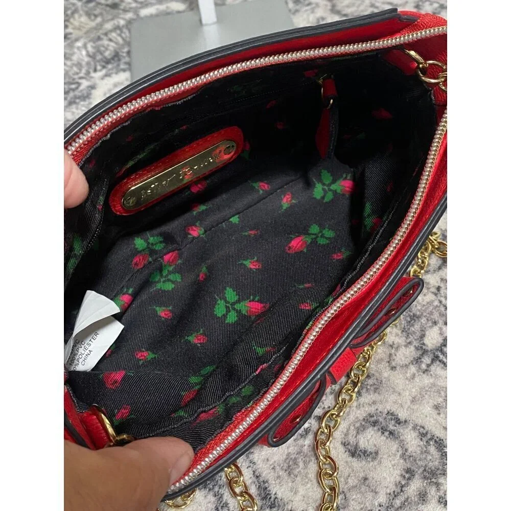 Betsey Johnson Bow Shoulder Crossbody Bag in Red